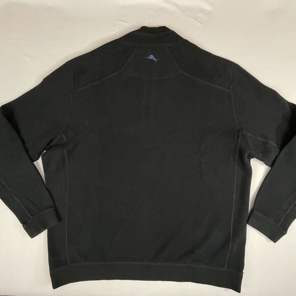 Tommy Bahama Flip Coast Reversible Sweater Half Zip Men's XL Heather Blue Black - Picture 2 of 16